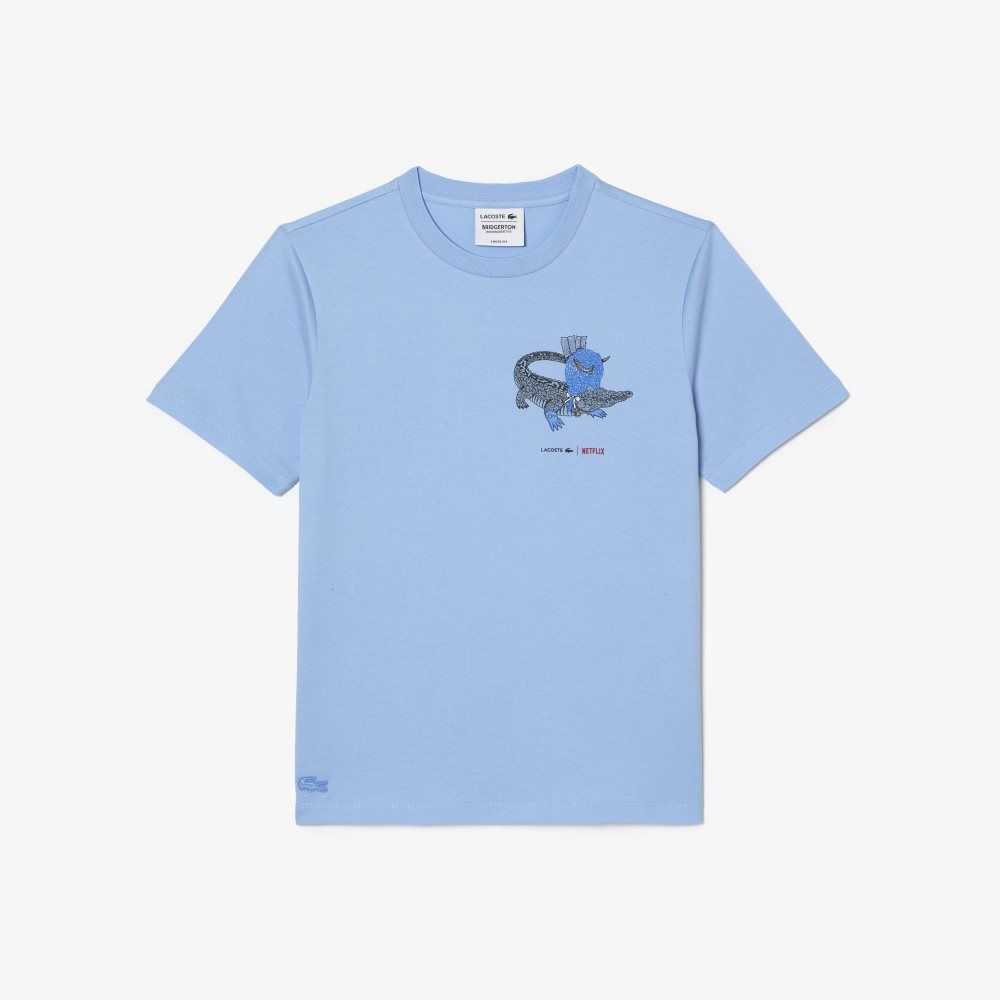 Lacoste Netflix Organic Bomull Jersey T-Shirt Blå | OVGUZ-6354