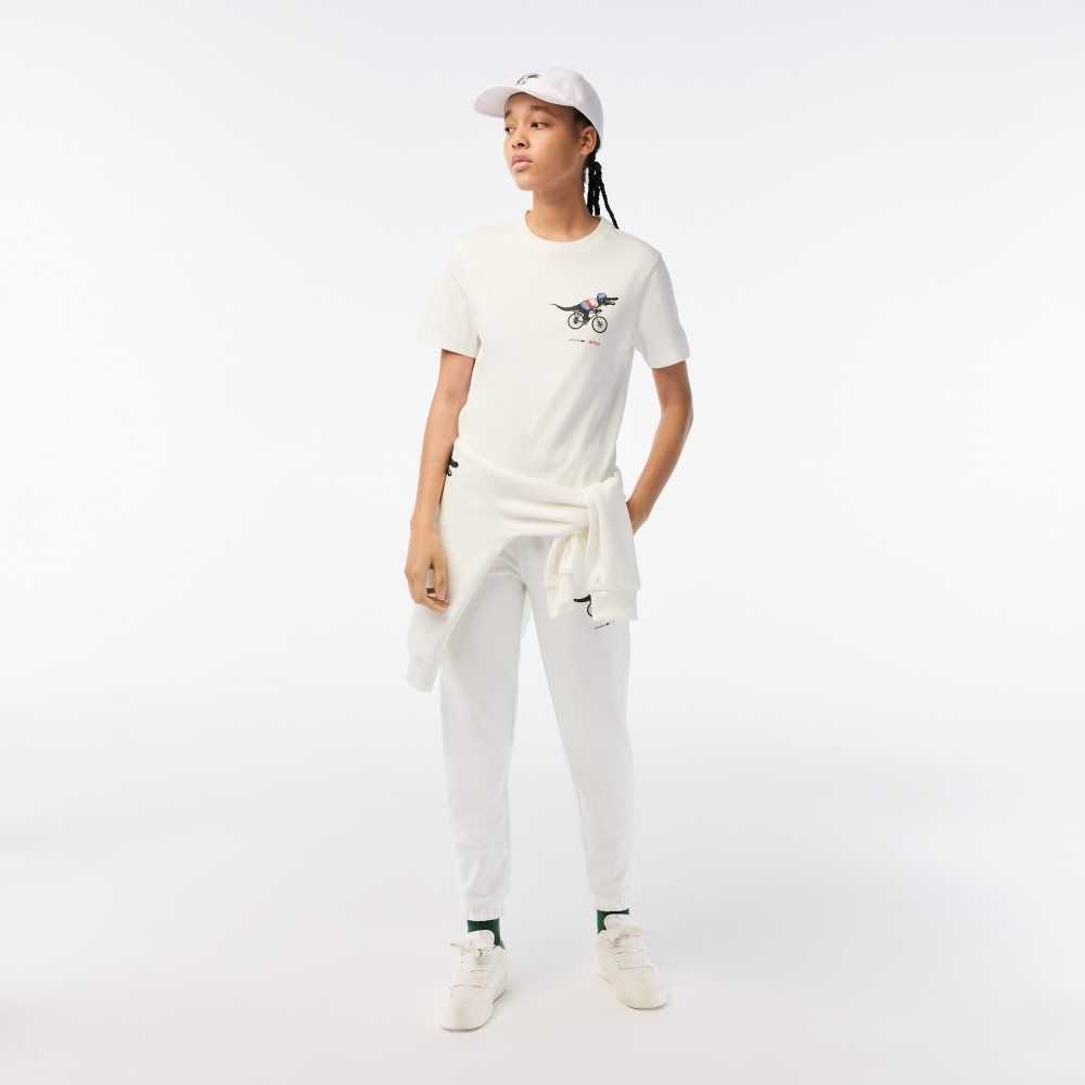 Lacoste Netflix Organic Bomull Jersey T-Shirt Vita | VMRHC-7695