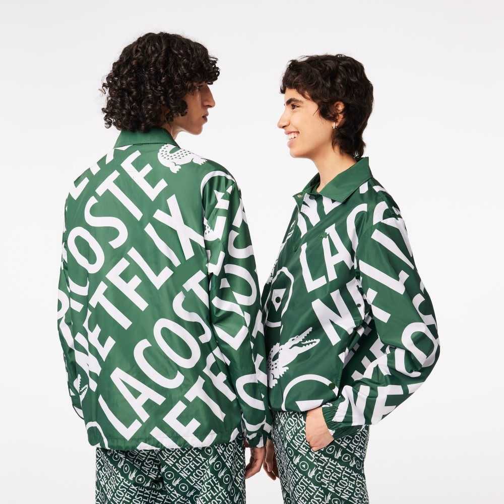 Lacoste Netflix Printed Polo Gröna Vita | VLUDZ-5067