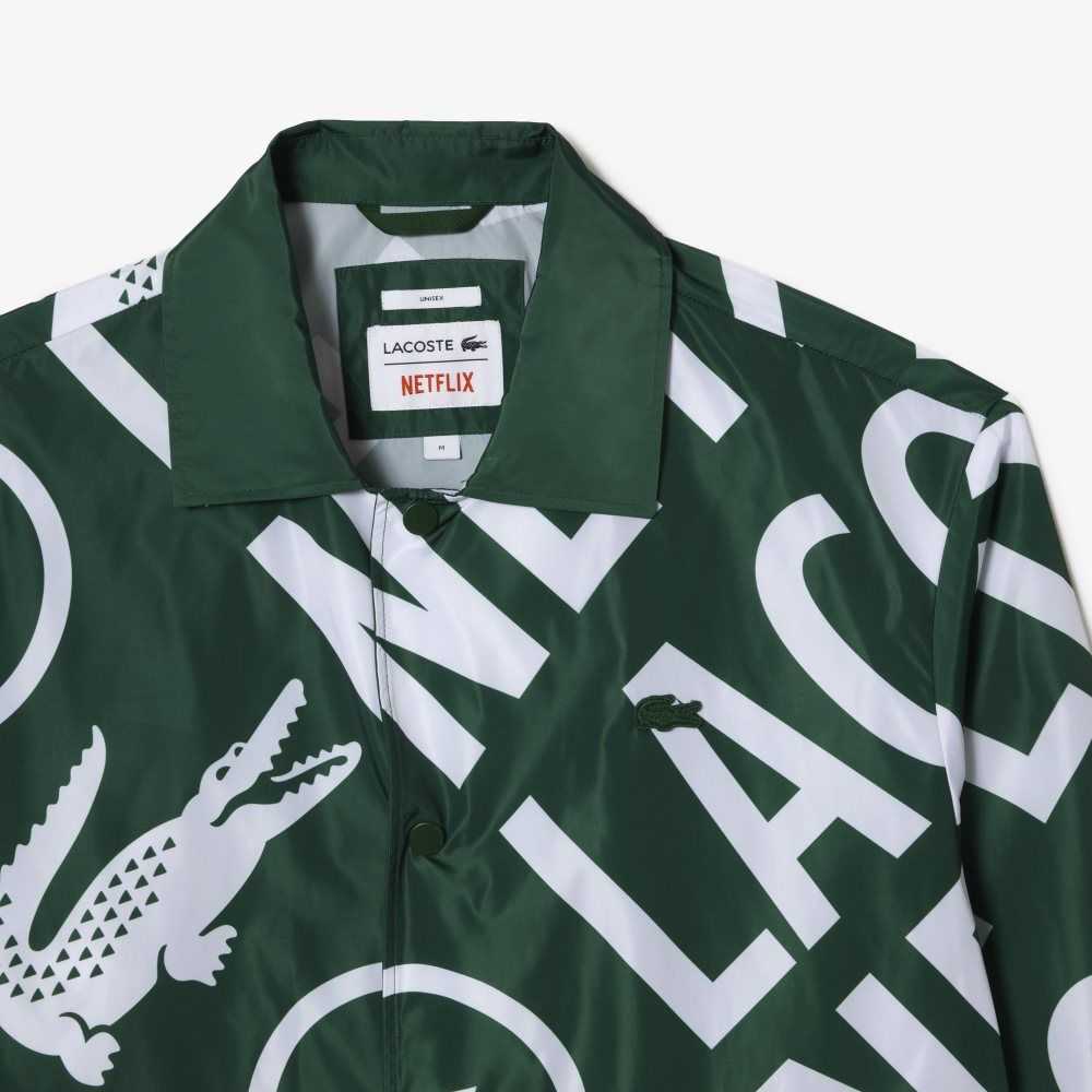 Lacoste Netflix Printed Polo Gröna Vita | VLUDZ-5067