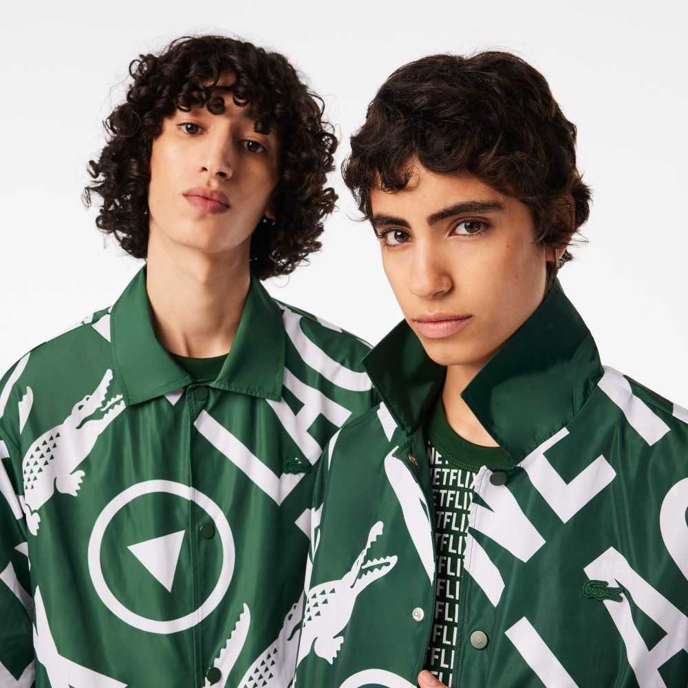 Lacoste Netflix Printed Polo Gröna Vita | YWKNA-8913