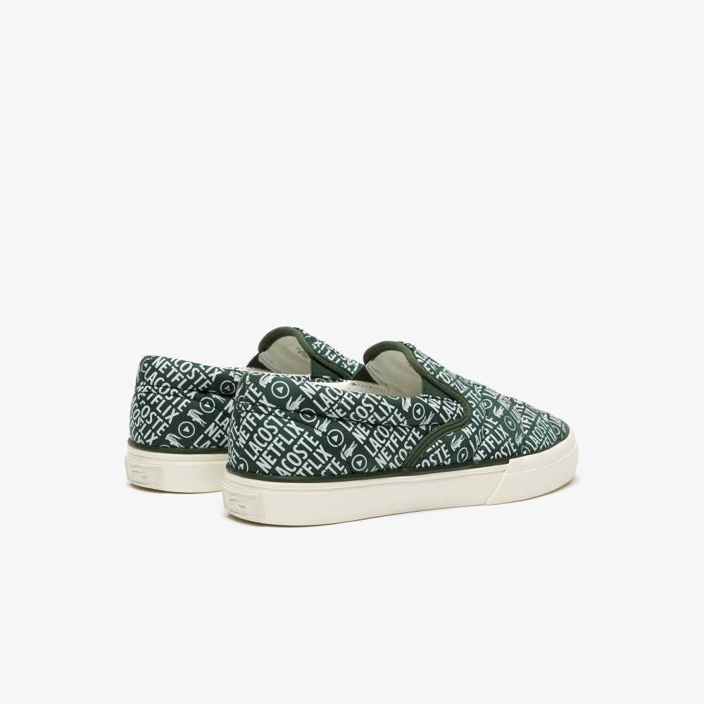 Lacoste Netflix Slip-On Jump Serve Gröna Vita | GUFSC-4692