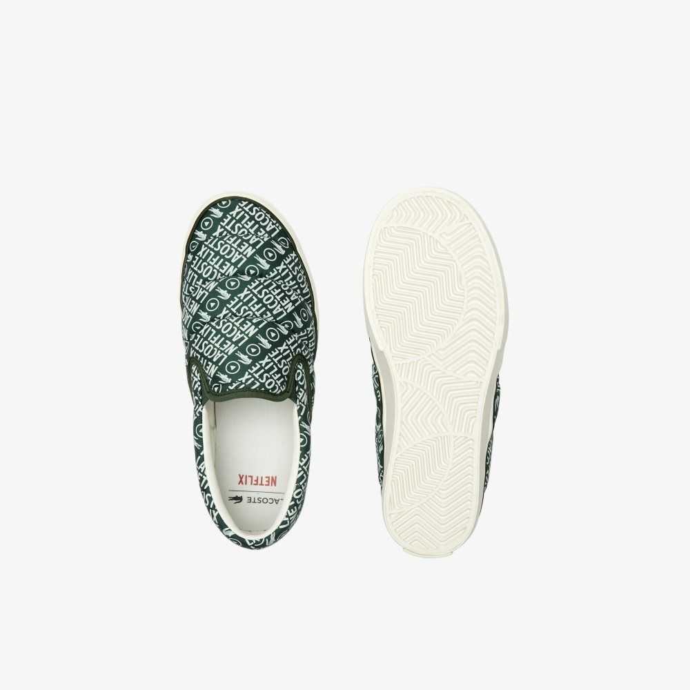 Lacoste Netflix Slip-On Jump Serve Gröna Vita | GUFSC-4692