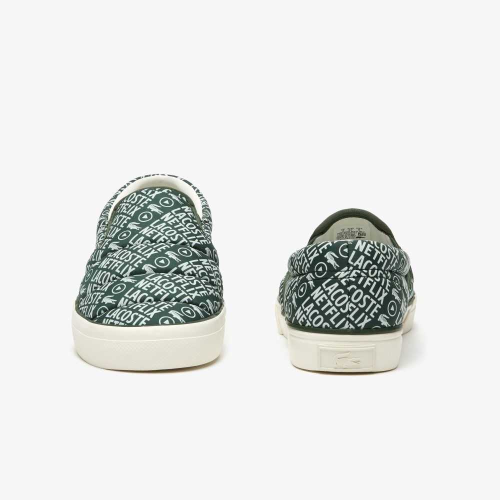 Lacoste Netflix Slip-On Jump Serve Gröna Vita | GUFSC-4692