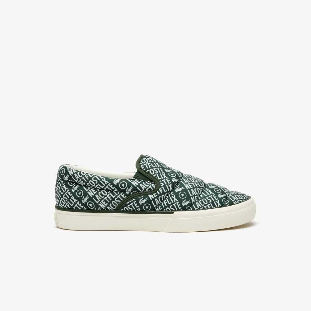 Lacoste Netflix Slip-On Jump Serve Gröna Vita | GUFSC-4692