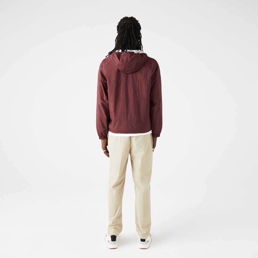 Lacoste New Klassiska Light Hooded Zippered Vinröda | VXHCS-2706