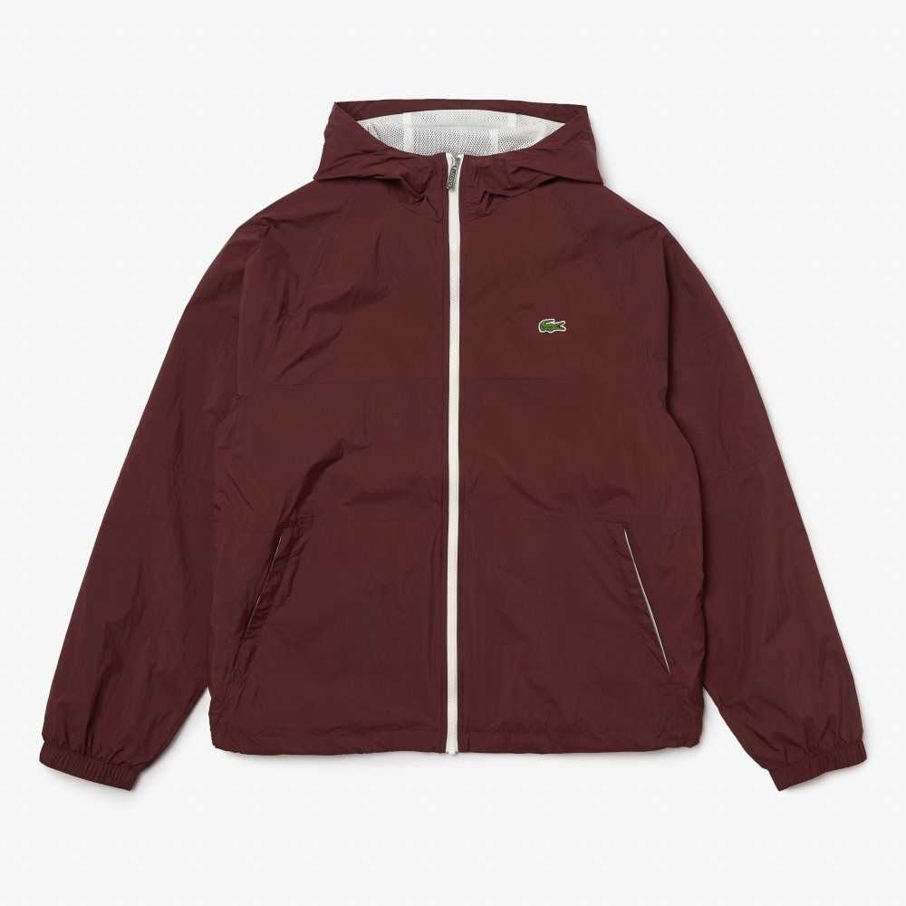 Lacoste New Klassiska Light Hooded Zippered Vinröda | VXHCS-2706