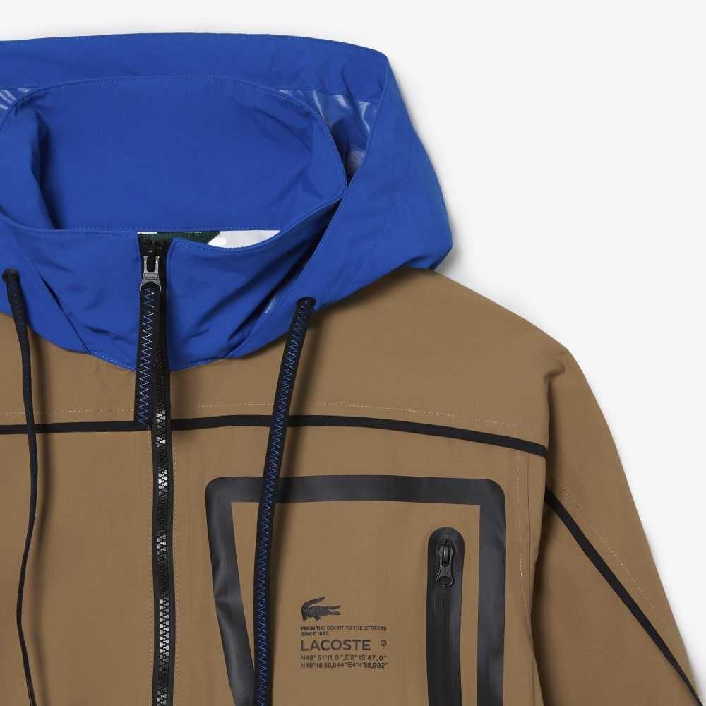 Lacoste Nylon Windbreaker Bruna Blå | THJQS-3781