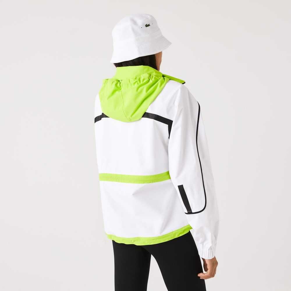 Lacoste Nylon Windbreaker Vita Gula | AOVIT-1938