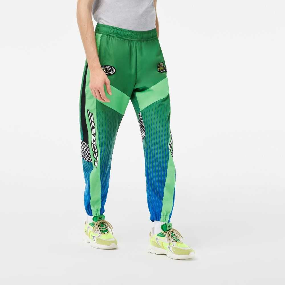 Lacoste Ombre Checkerboard Print Track Pants Gröna Blå | XNEUP-9507