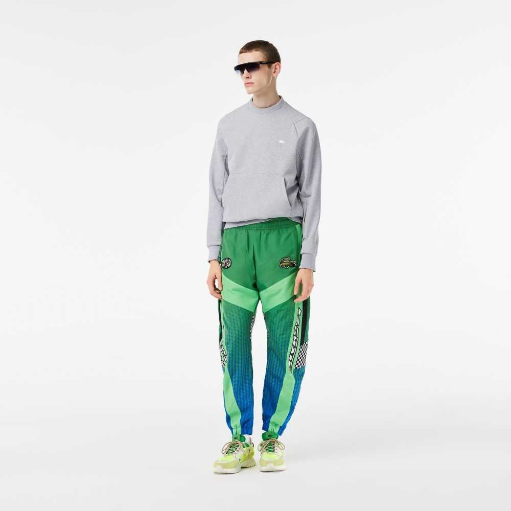 Lacoste Ombre Checkerboard Print Track Pants Gröna Blå | XNEUP-9507