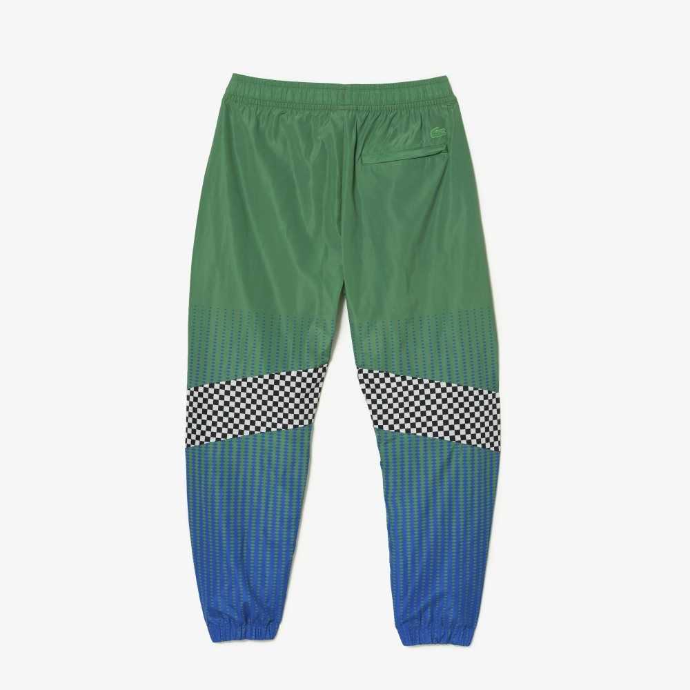 Lacoste Ombre Checkerboard Print Track Pants Gröna Blå | XNEUP-9507