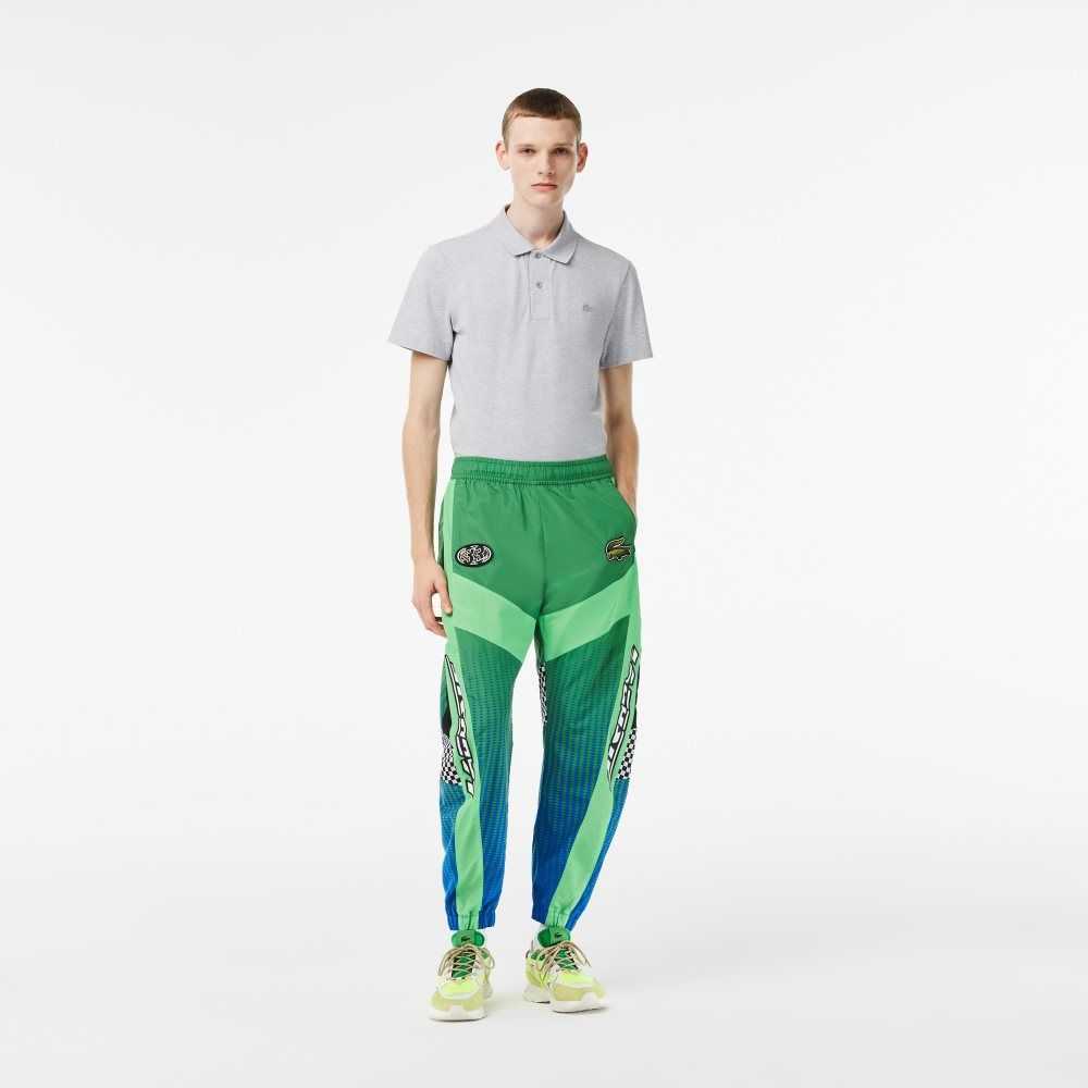 Lacoste Ombre Checkerboard Print Track Pants Gröna Blå | XNEUP-9507