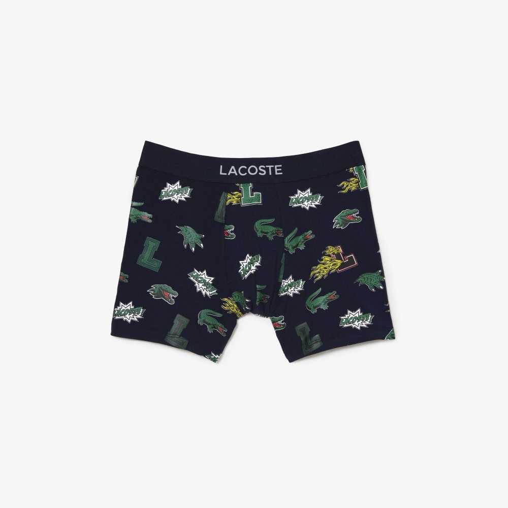 Lacoste Organic Bomull Boxer Brief Marinblå Blå Vita | FILYV-5809