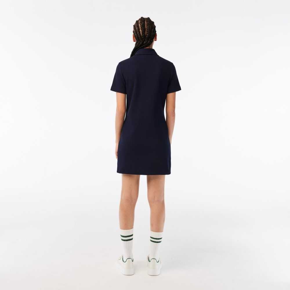 Lacoste Organic Bomull Buttoned Polo Marinblå Blå | TOYVB-9724