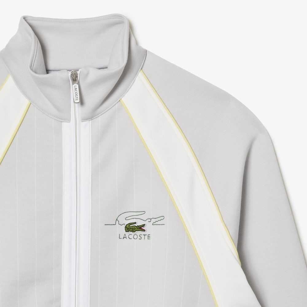 Lacoste Organic Bomull Colorblock Zipped Ljusgrå Vita Gula | YDRHS-0943