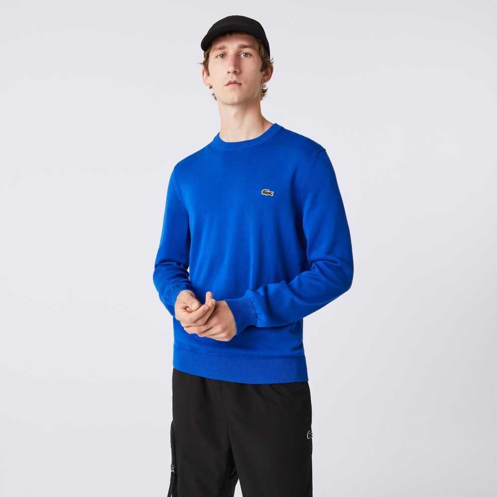 Lacoste Organic Bomull Crew Neck Blå | JSPLX-9165