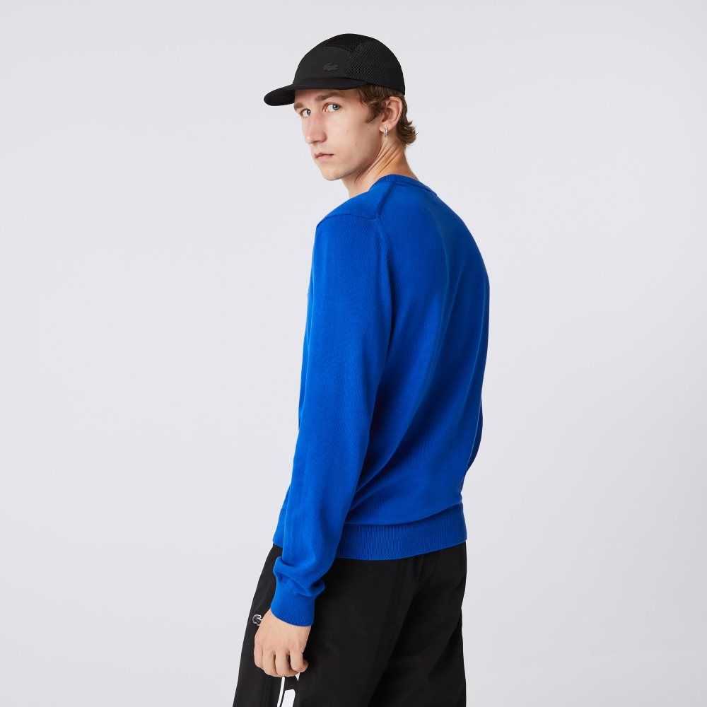 Lacoste Organic Bomull Crew Neck Blå | JSPLX-9165