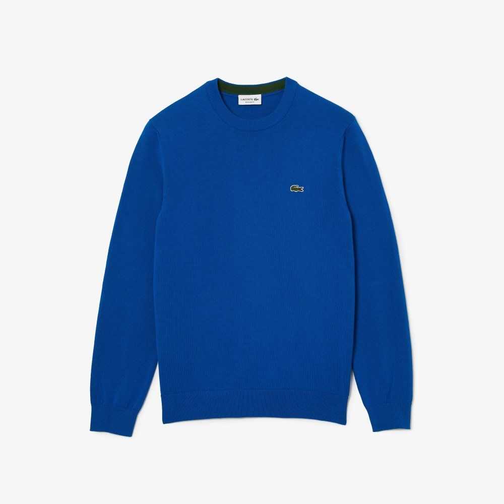 Lacoste Organic Bomull Crew Neck Blå | JSPLX-9165