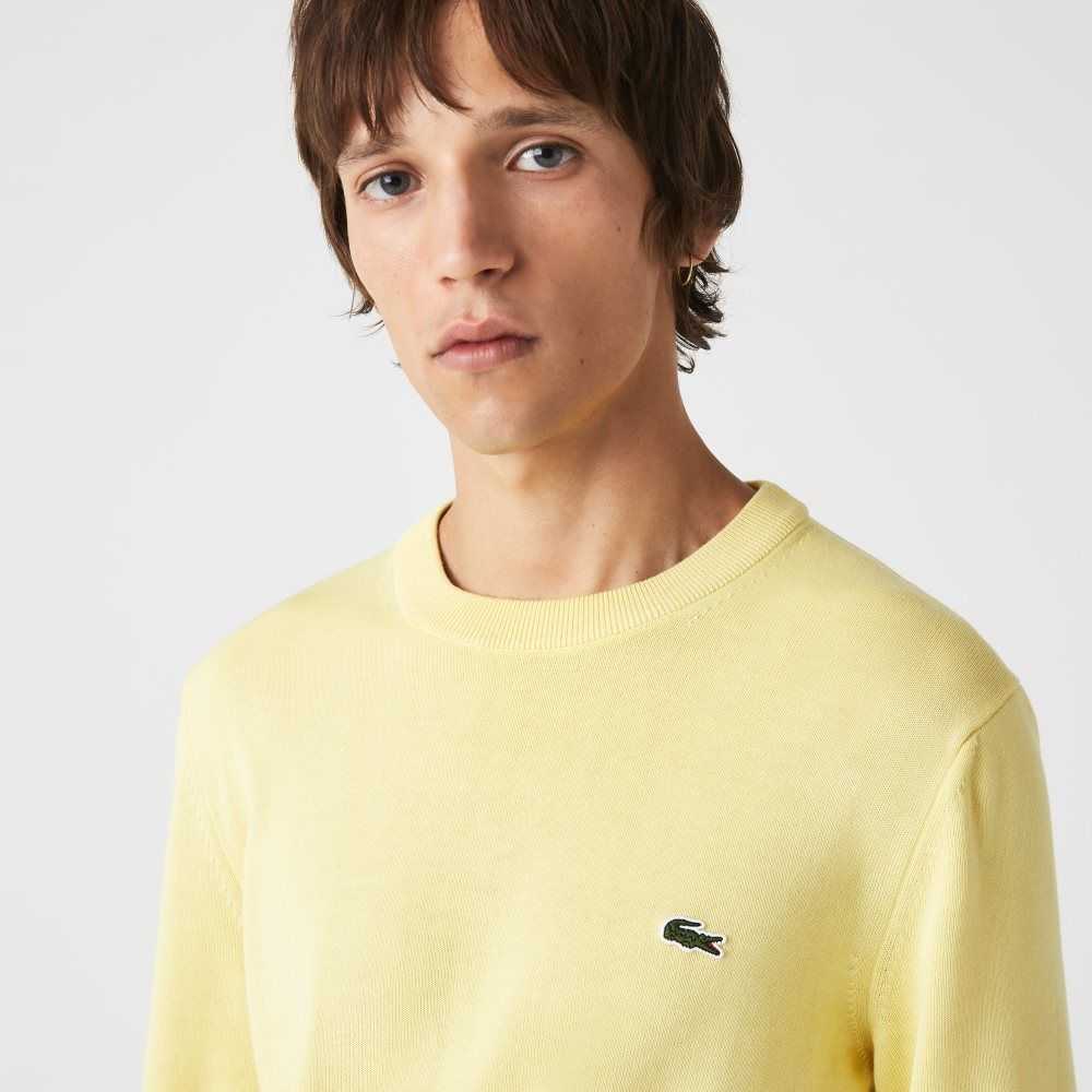 Lacoste Organic Bomull Crew Neck Gula | GPBHA-5308