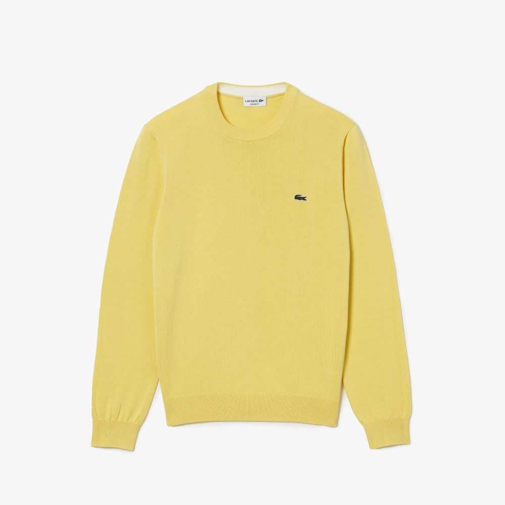 Lacoste Organic Bomull Crew Neck Gula | GPBHA-5308