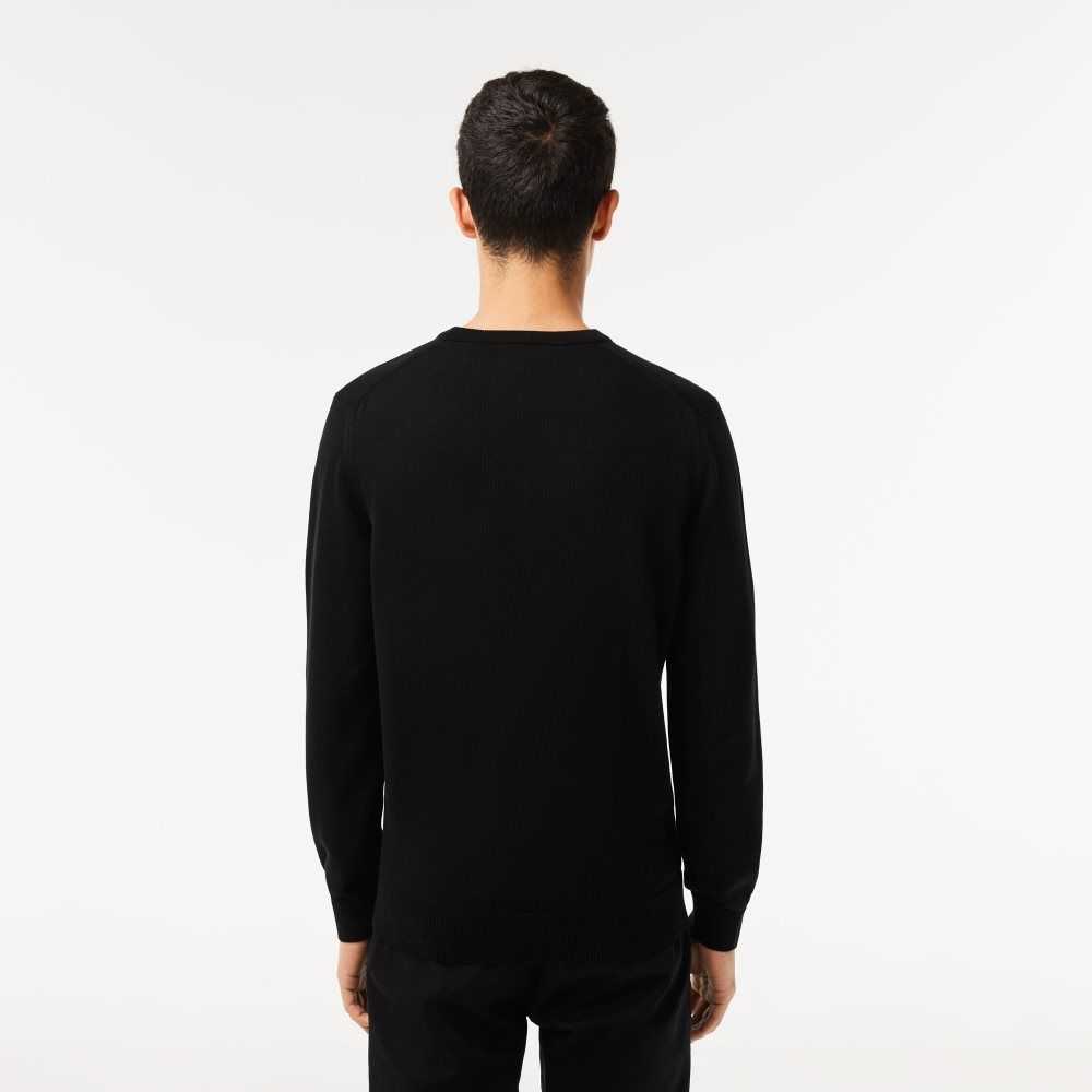 Lacoste Organic Bomull Crew Neck Svarta | VLWJN-0271