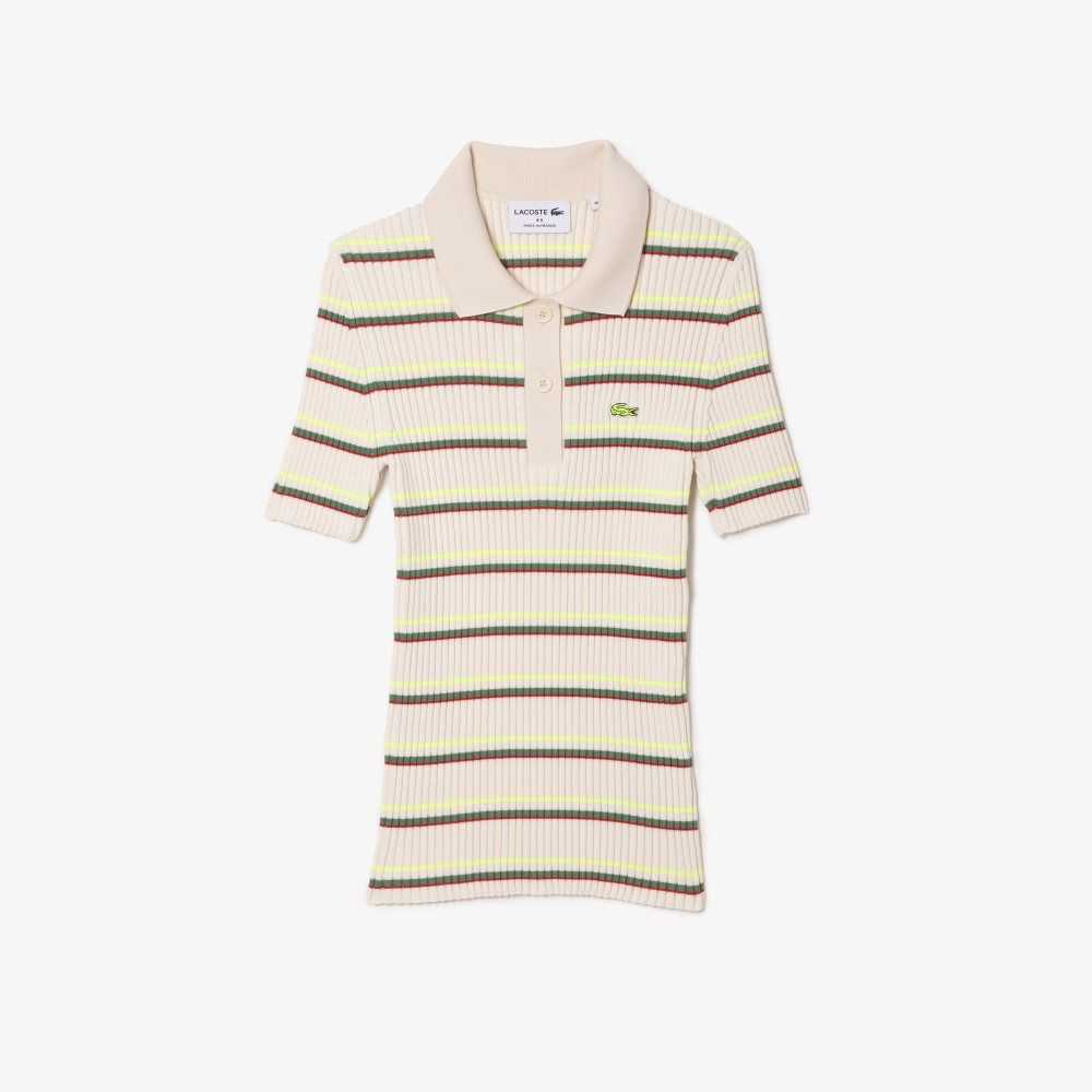 Lacoste Organic Bomull French Made Randig Polo Vita | ACGHX-4507