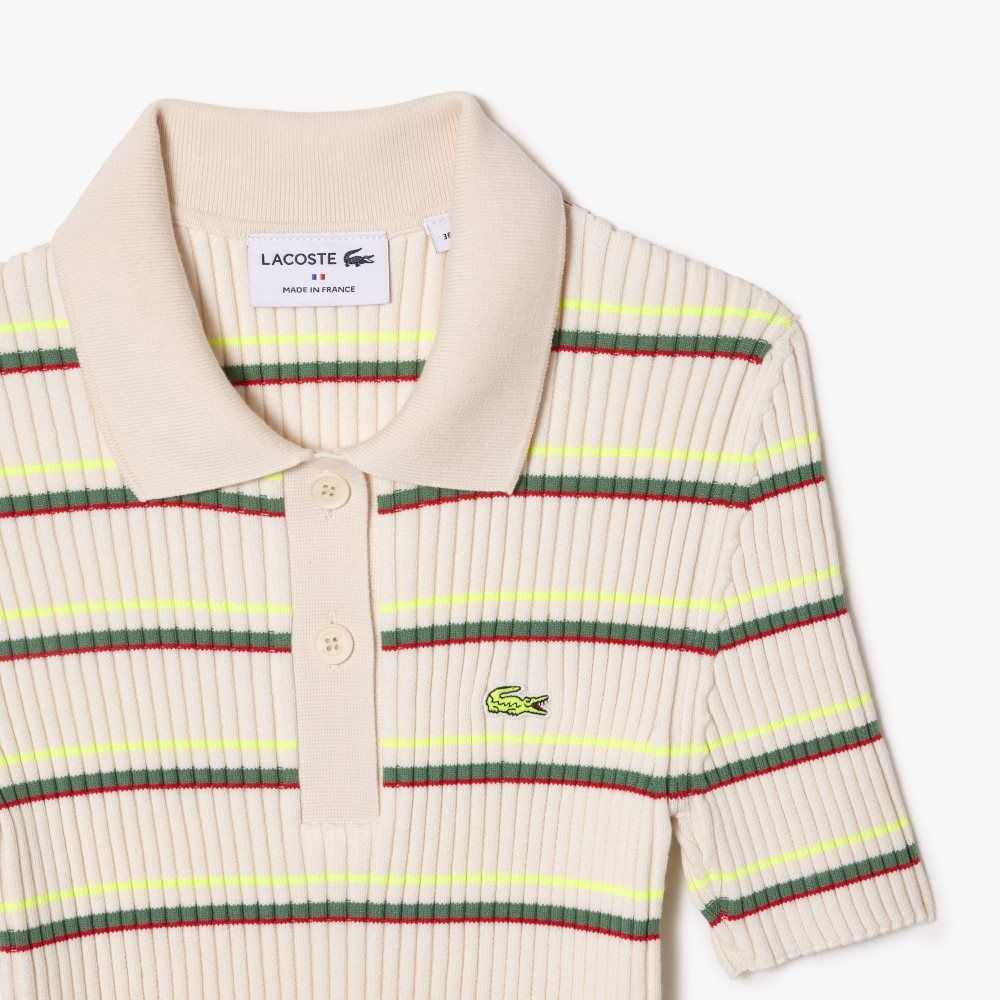 Lacoste Organic Bomull French Made Randig Polo Vita | ACGHX-4507