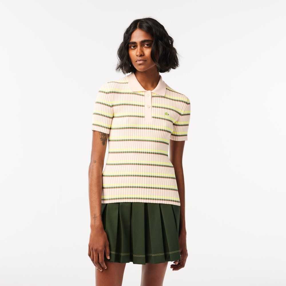 Lacoste Organic Bomull French Made Randig Polo Vita | ACGHX-4507