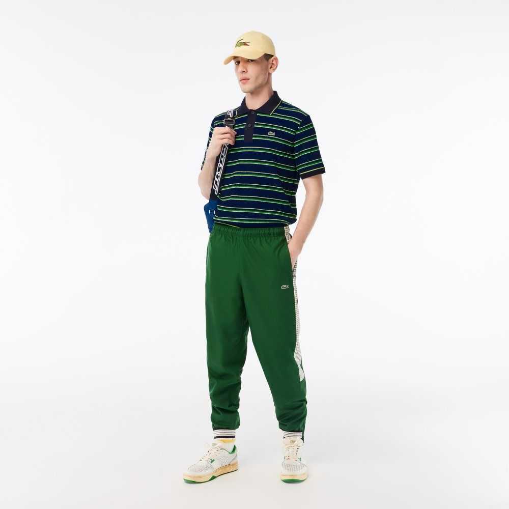 Lacoste Organic Bomull French Made Randig Polo Blå Svarta Vita | YTHOR-1625