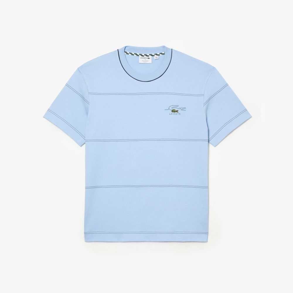 Lacoste Organic Bomull Jersey Stripe Blå | RCPJM-6457