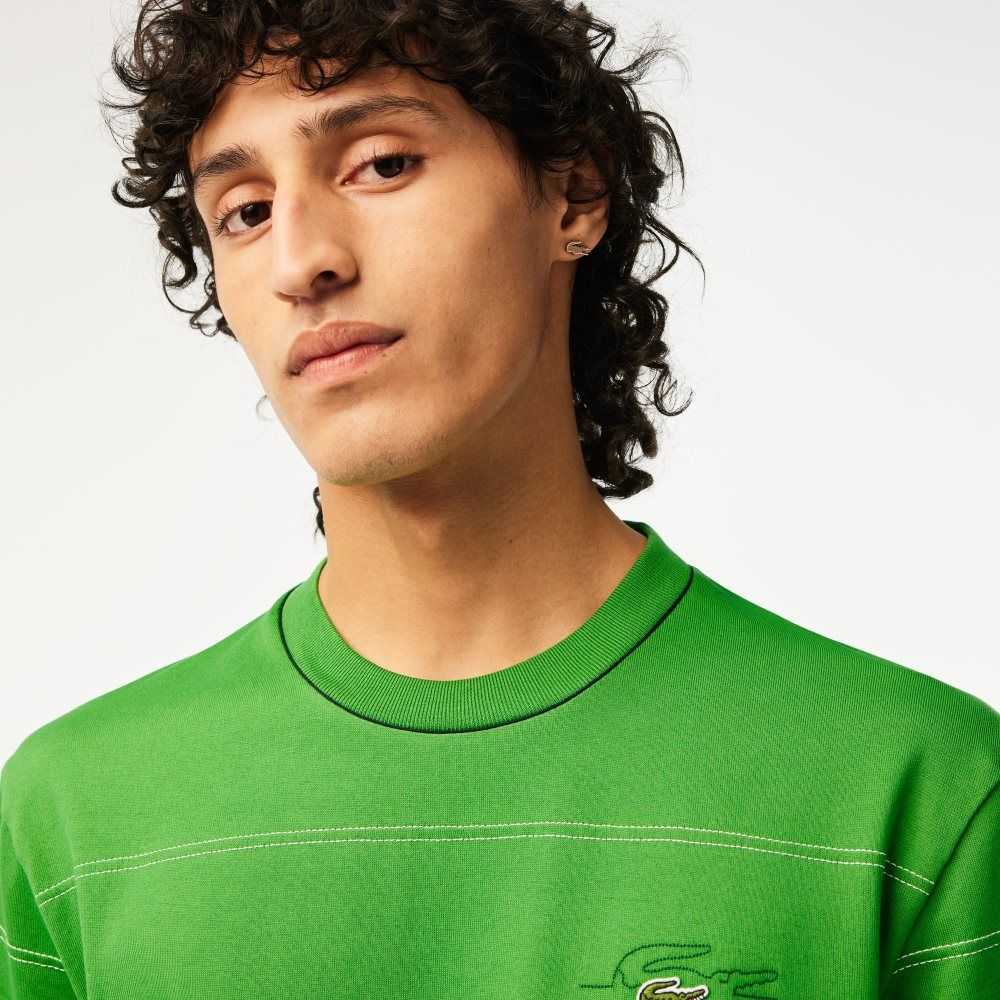 Lacoste Organic Bomull Jersey Stripe Gröna | LUYPG-0369