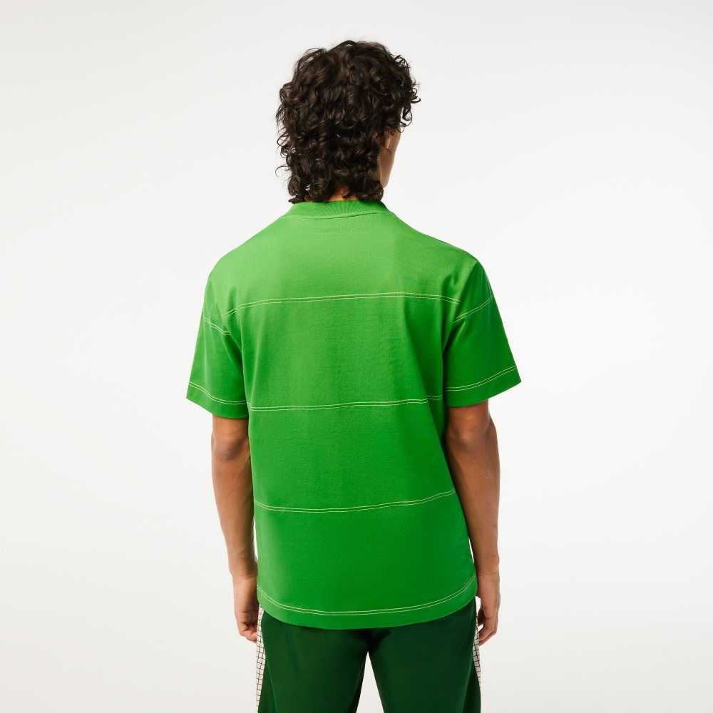 Lacoste Organic Bomull Jersey Stripe Gröna | LUYPG-0369