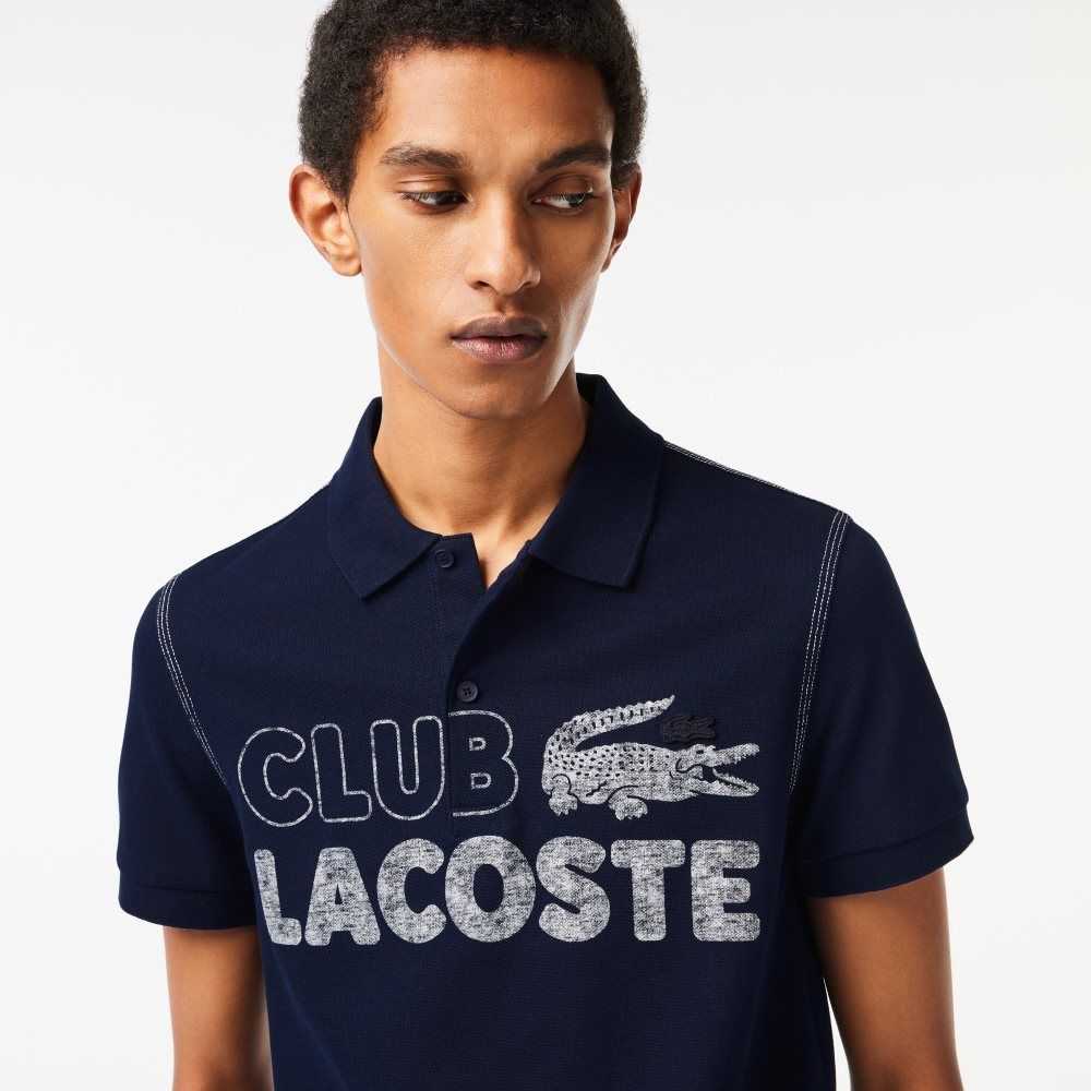 Lacoste Organic Bomull Printed Marinblå Blå | PONFW-6142