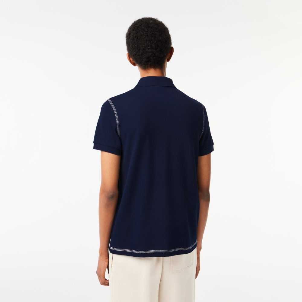 Lacoste Organic Bomull Printed Marinblå Blå | PONFW-6142