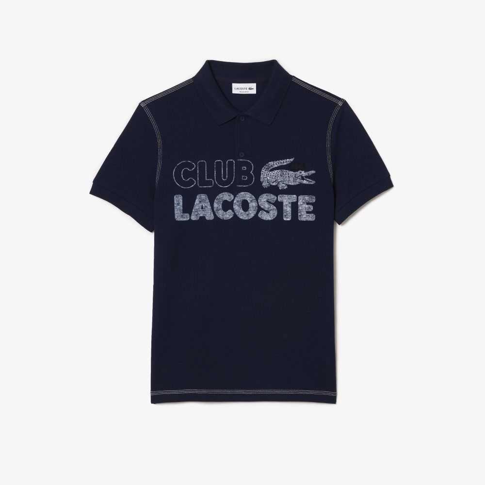 Lacoste Organic Bomull Printed Marinblå Blå | PONFW-6142