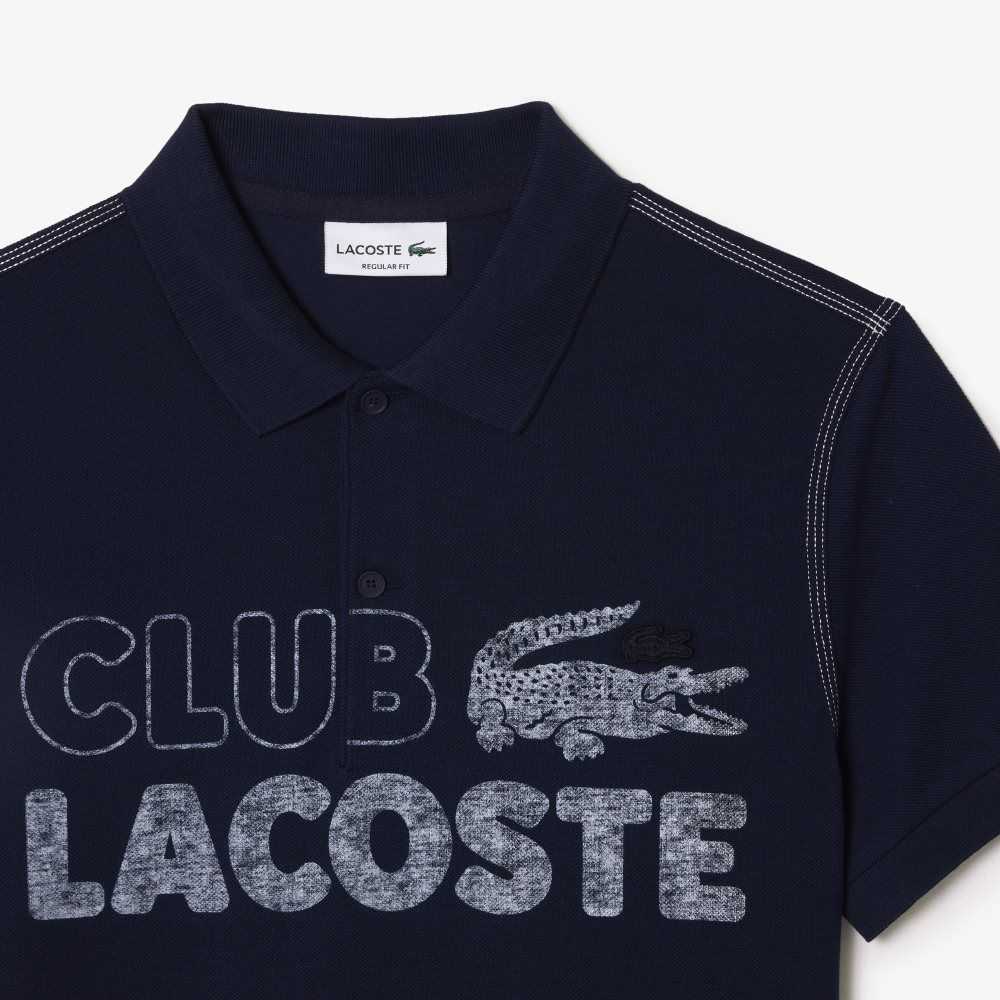 Lacoste Organic Bomull Printed Marinblå Blå | PONFW-6142