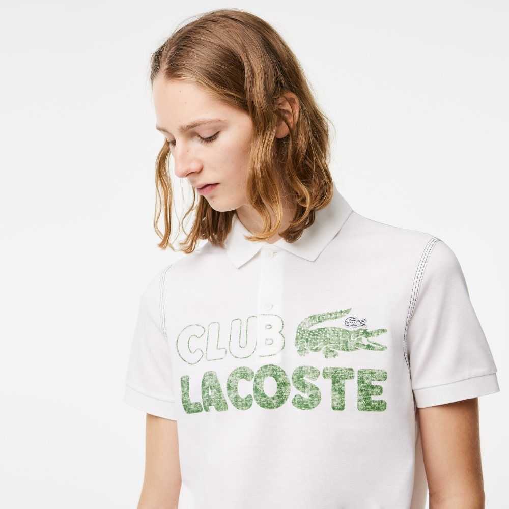 Lacoste Organic Bomull Printed Vita | VATLE-7158