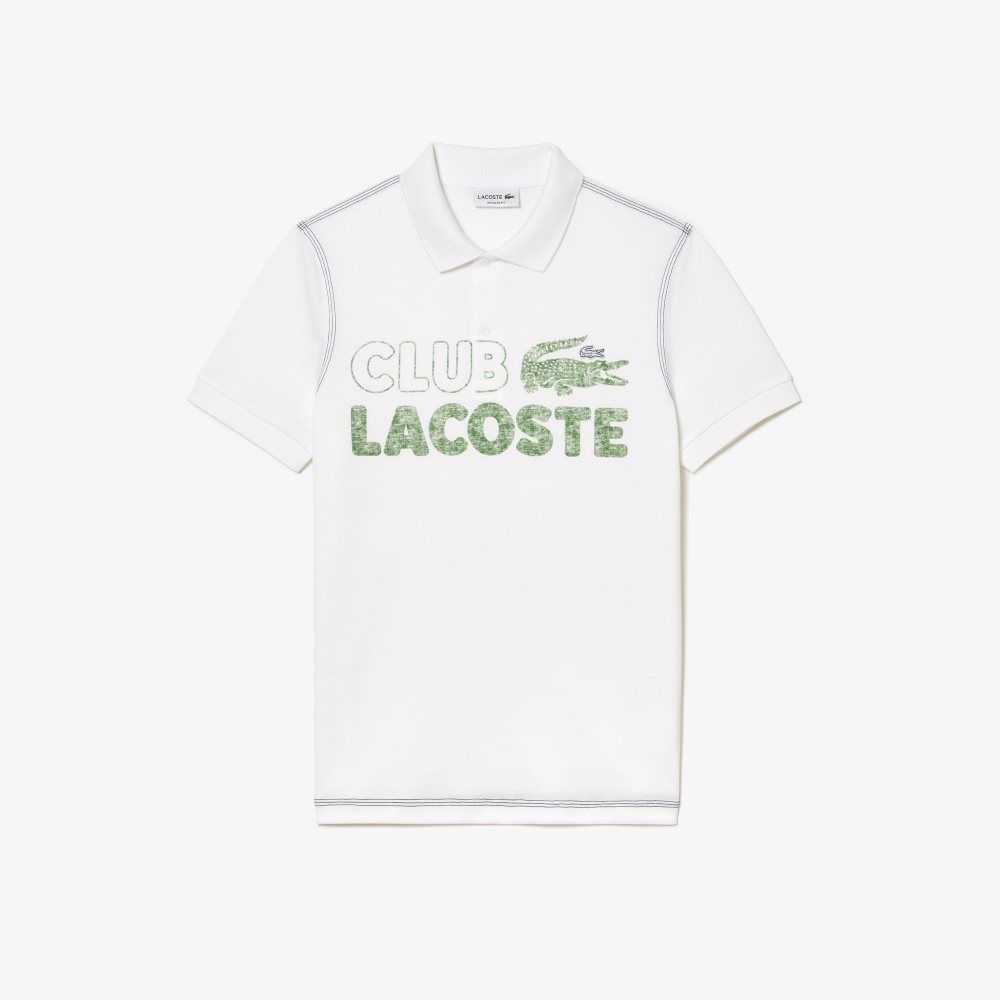 Lacoste Organic Bomull Printed Vita | VATLE-7158