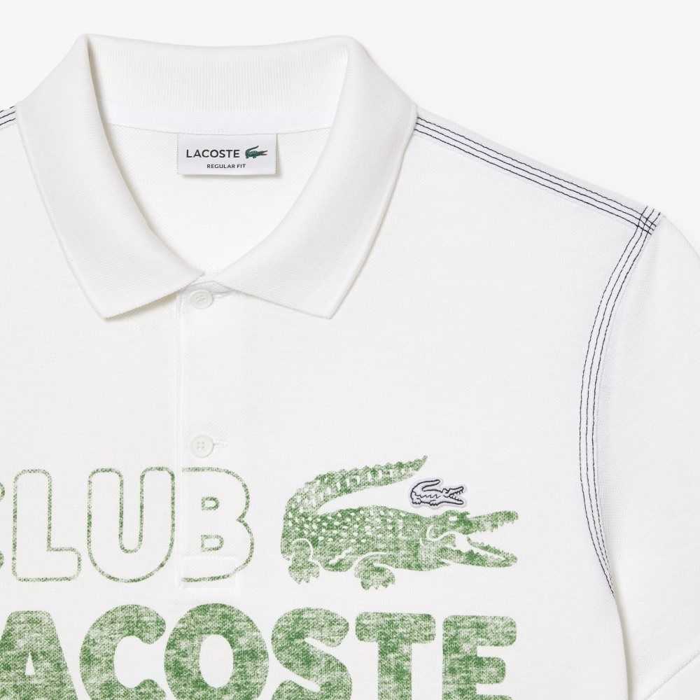 Lacoste Organic Bomull Printed Vita | VATLE-7158