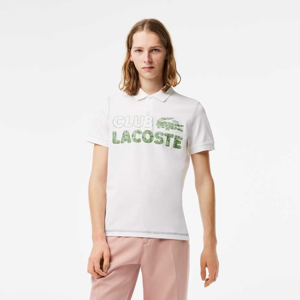 Lacoste Organic Bomull Printed Vita | VATLE-7158