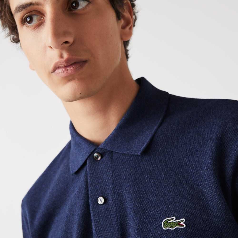 Lacoste Original L.12.12 Heathered Petit Pique Bomull Blå | PTHER-1845