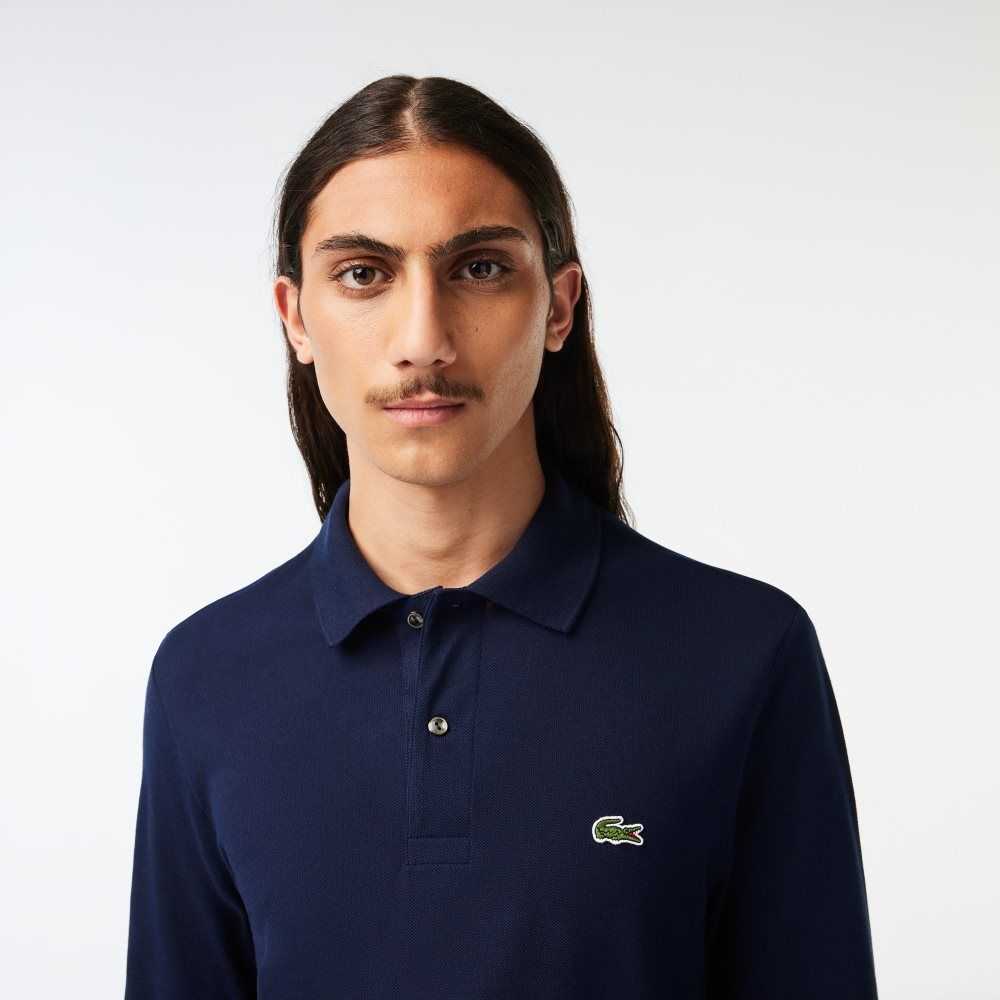 Lacoste Original L.12.12 Long Sleeve Bomull Marinblå Blå | OZFPY-6873