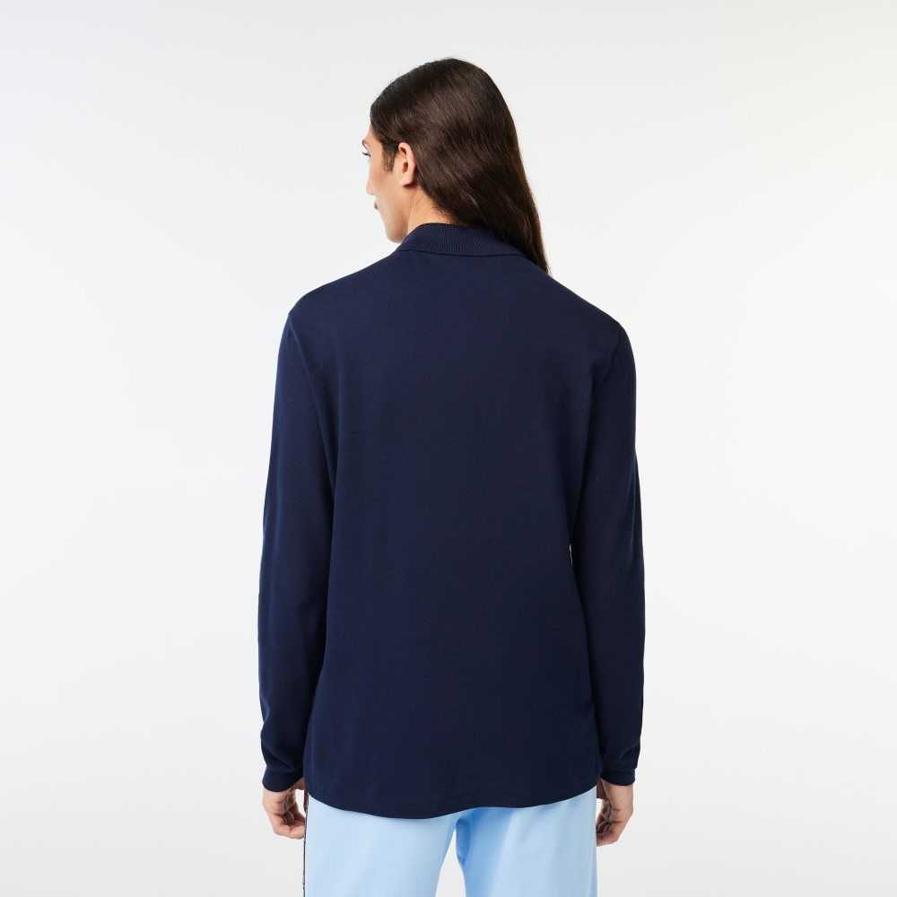 Lacoste Original L.12.12 Long Sleeve Bomull Marinblå Blå | OZFPY-6873