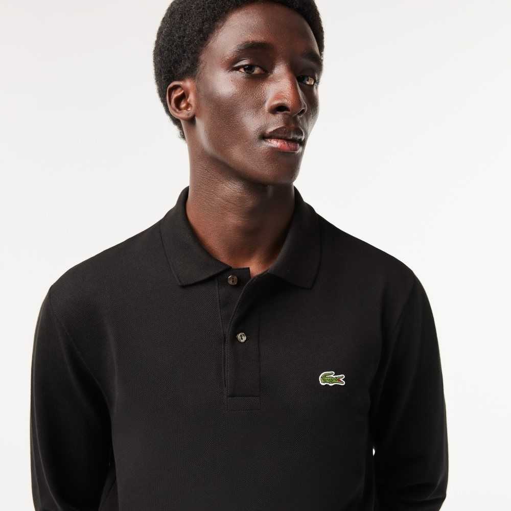 Lacoste Original L.12.12 Long Sleeve Bomull Svarta | VRPON-3564