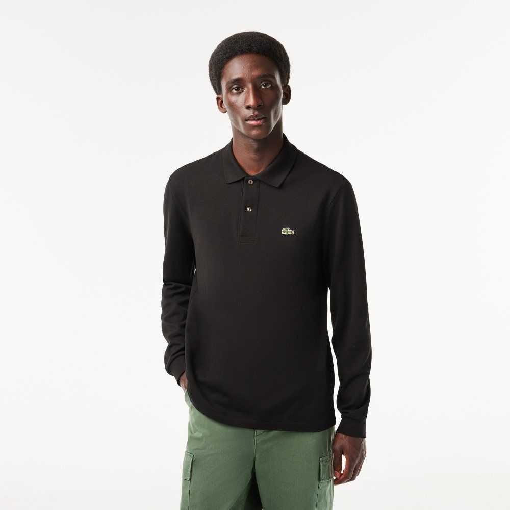 Lacoste Original L.12.12 Long Sleeve Bomull Svarta | VRPON-3564