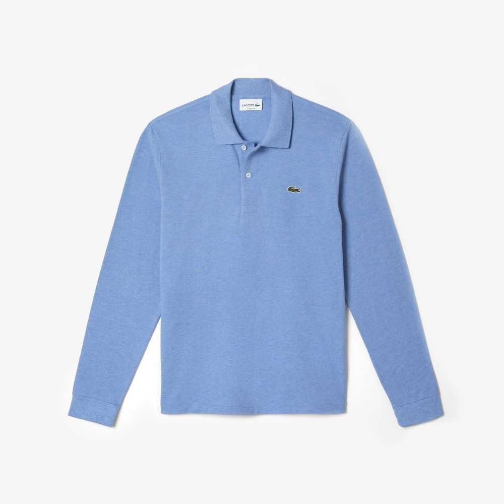 Lacoste Original L.12.12 Long Sleeve Heathered Bomull Blå | BPTXA-2591