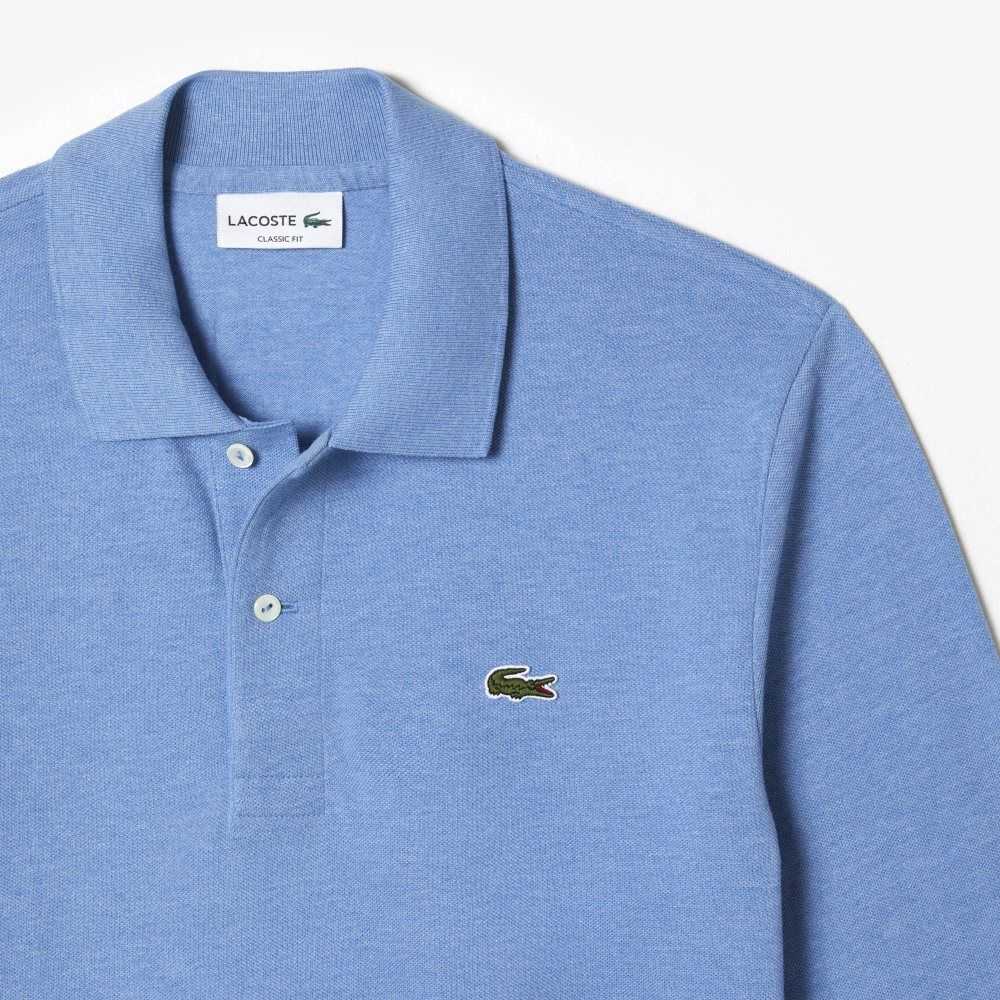 Lacoste Original L.12.12 Long Sleeve Heathered Bomull Blå | BPTXA-2591