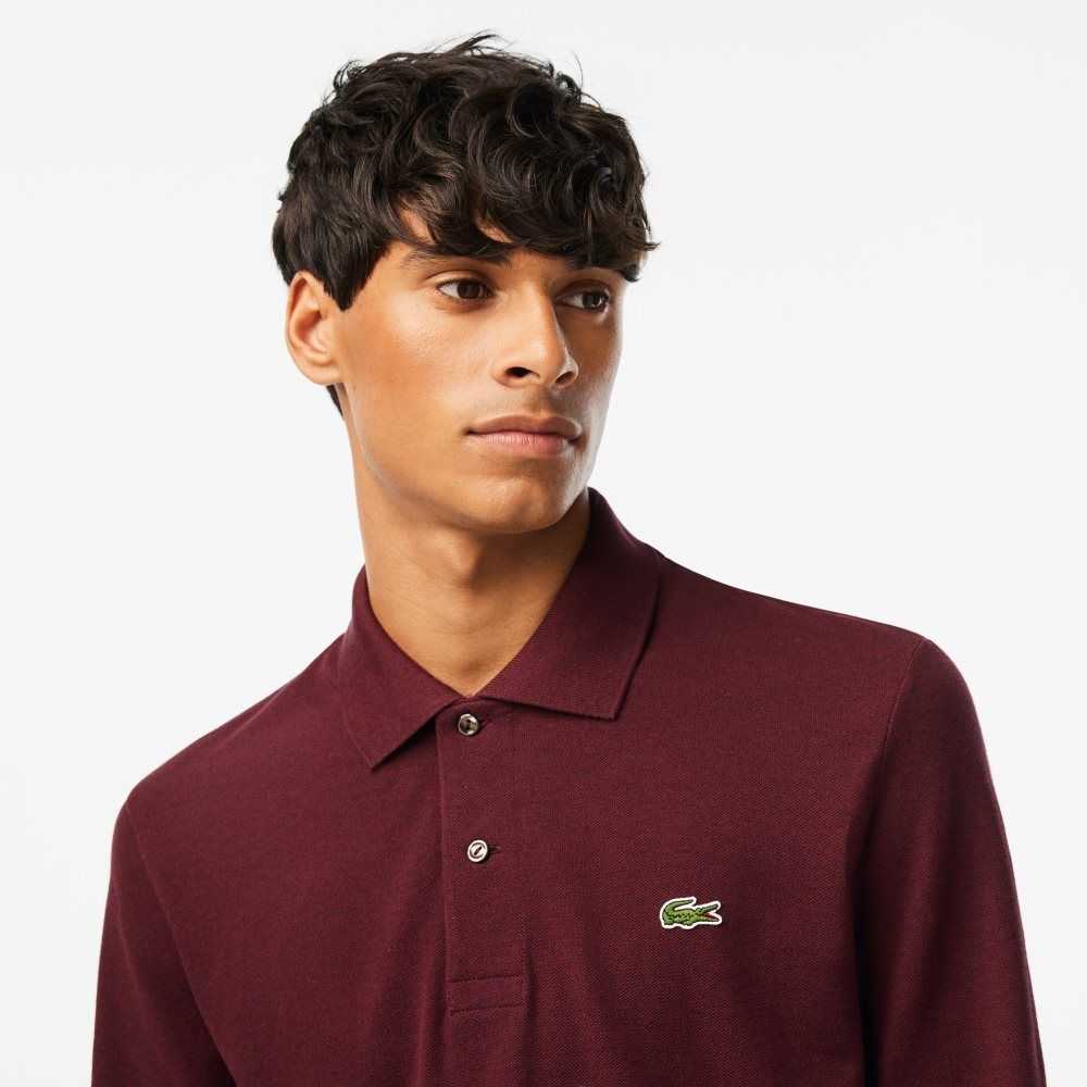 Lacoste Original L.12.12 Long Sleeve Heathered Bomull Vinröda | DUQZC-7460