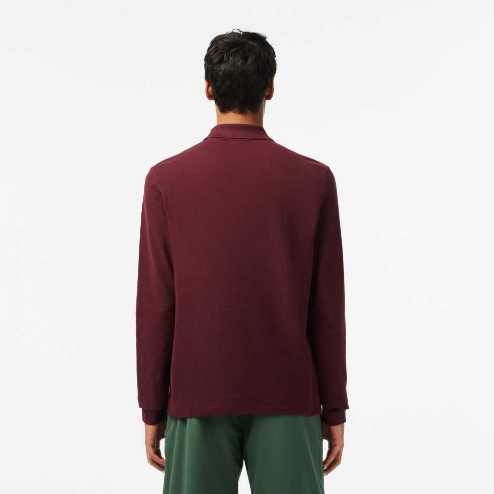 Lacoste Original L.12.12 Long Sleeve Heathered Bomull Vinröda | DUQZC-7460